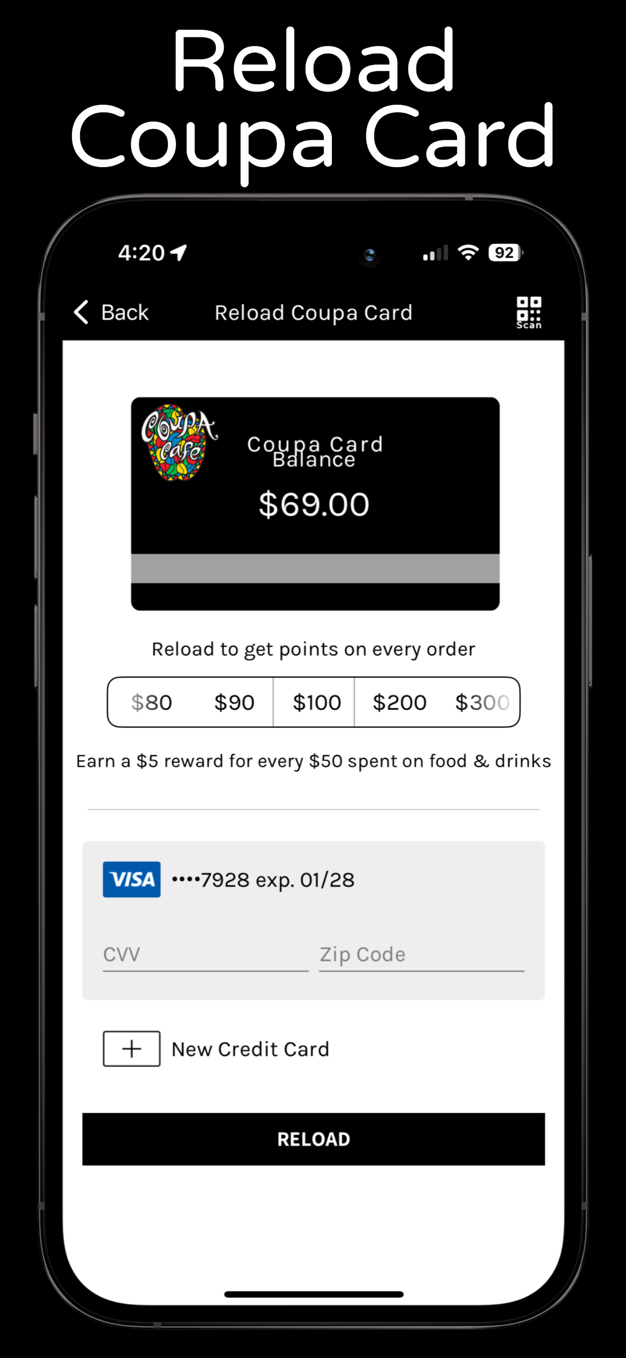 Reload Coupa Card